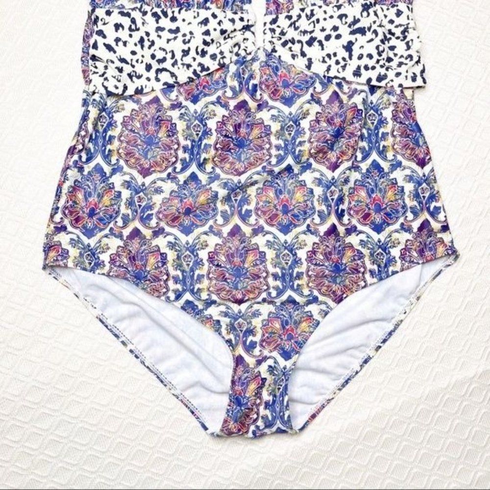 Nicole Miller Paisley Halter One Piece Swimsuit Plus Size 3X - Picture 4 of 8